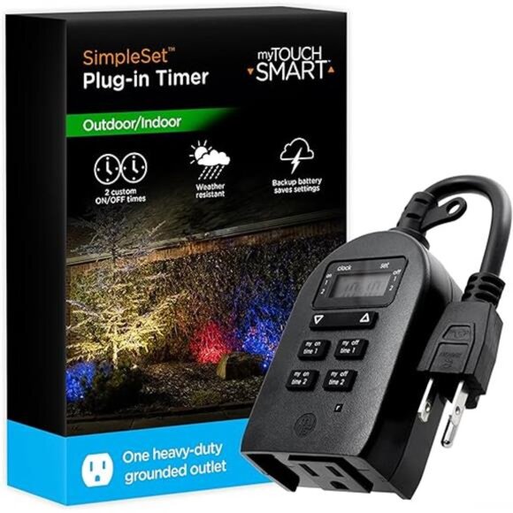 Indoor/Outdoor Plug-in Digital Timer, One Grounded Outlet, Two Easy-to-Set - Picture 8 of 8